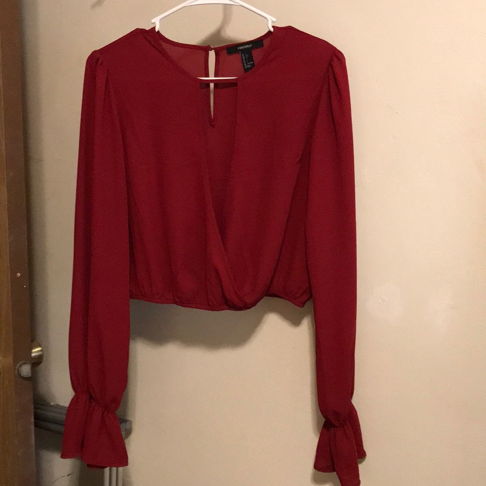 NWOT Forever 21 Red Crop Blouse
